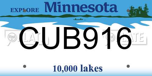 CUB916 Minnesota License Plate