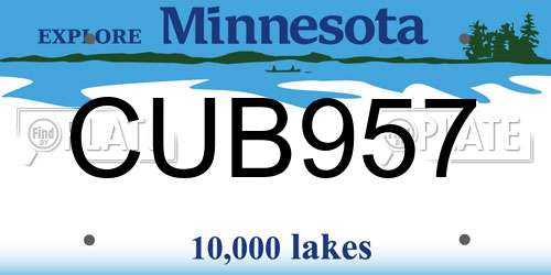 CUB957 Minnesota License Plate