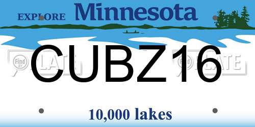CUBZ16 Minnesota License Plate