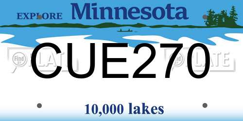CUE270 Minnesota License Plate