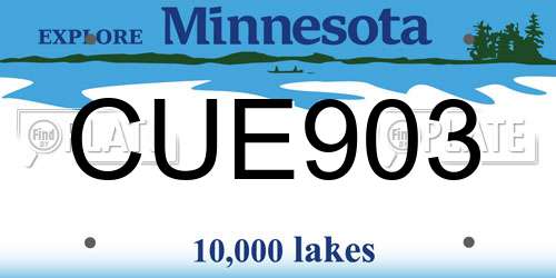 CUE903 Minnesota License Plate