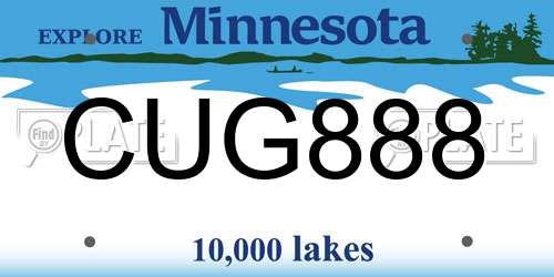 CUG888 Minnesota License Plate