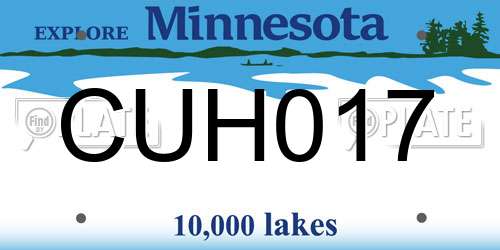 CUH017 Minnesota License Plate