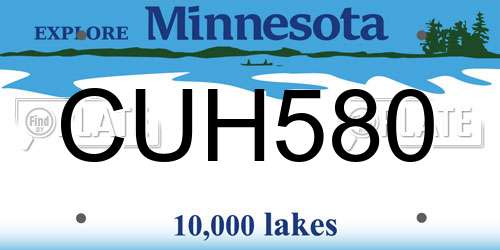 CUH580 Minnesota License Plate