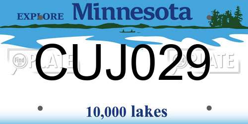 CUJ029 Minnesota License Plate