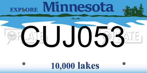 CUJ053 Minnesota License Plate