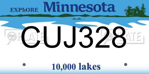CUJ328 Minnesota License Plate
