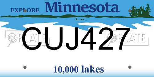 CUJ427 Minnesota License Plate