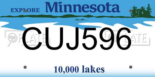 CUJ596 Minnesota License Plate