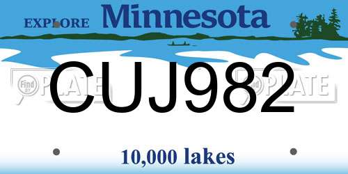 CUJ982 Minnesota License Plate