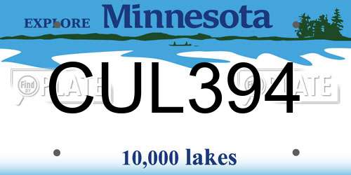 CUL394 Minnesota License Plate