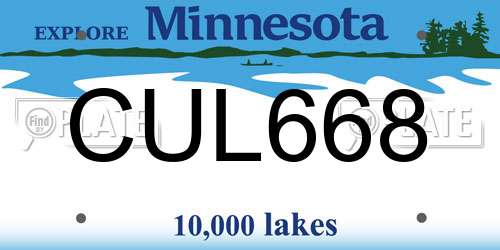 CUL668 Minnesota License Plate