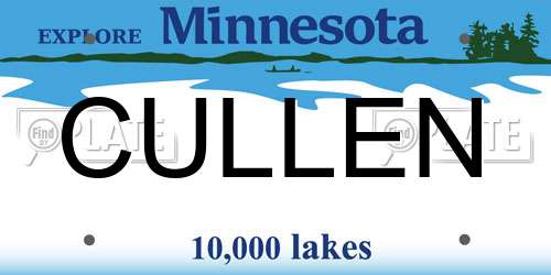 CULLEN Minnesota License Plate