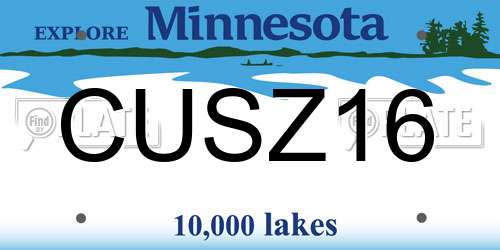 CUSZ16 Minnesota License Plate