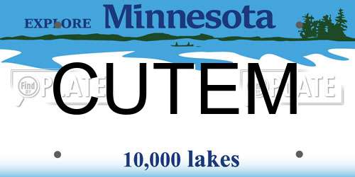 CUTEM Minnesota License Plate