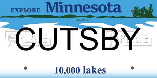 CUTSBY Minnesota License Plate