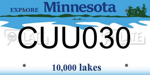CUU030 Minnesota License Plate