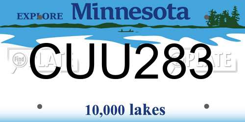 CUU283 Minnesota License Plate