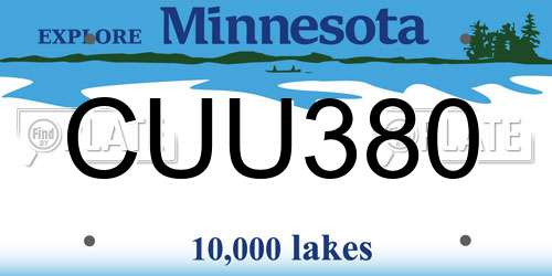 CUU380 Minnesota License Plate