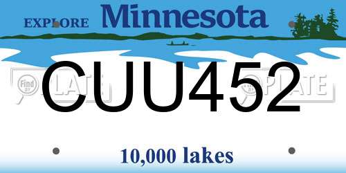 CUU452 Minnesota License Plate