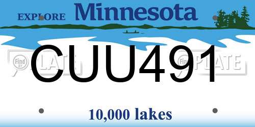 CUU491 Minnesota License Plate