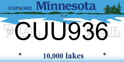 CUU936 Minnesota License Plate