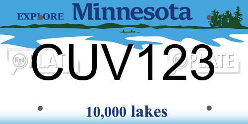 CUV123 Minnesota License Plate
