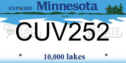 CUV252 Minnesota License Plate