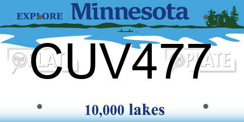 CUV477 Minnesota License Plate