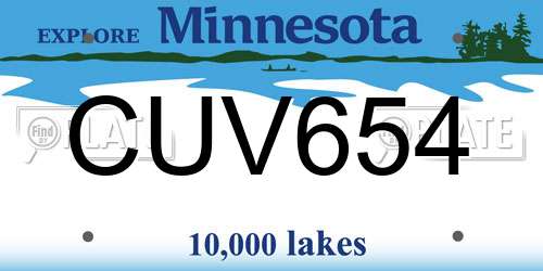 CUV654 Minnesota License Plate