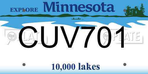 CUV701 Minnesota License Plate