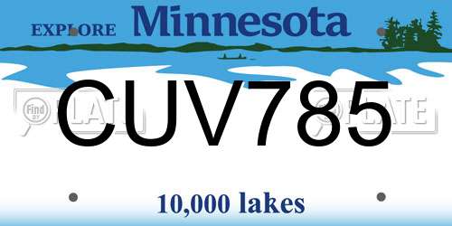 CUV785 Minnesota License Plate