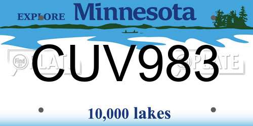 CUV983 Minnesota License Plate