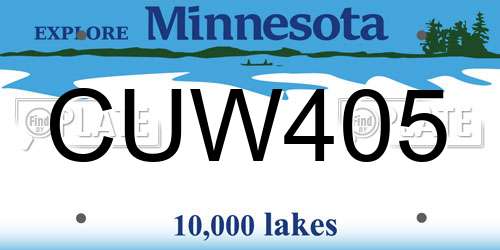 CUW405 Minnesota License Plate