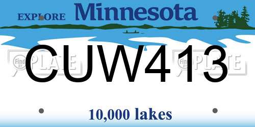 CUW413 Minnesota License Plate