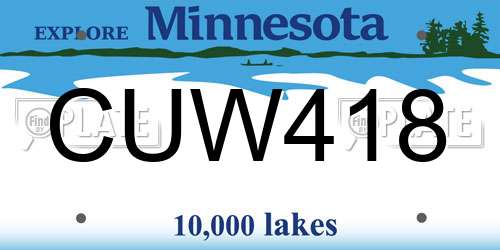 CUW418 Minnesota License Plate