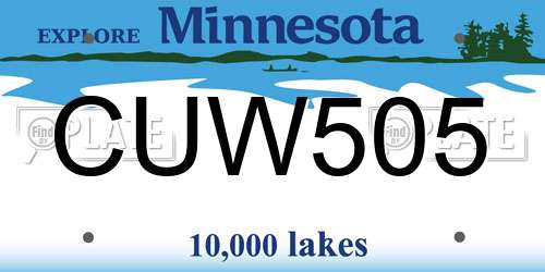 CUW505 Minnesota License Plate