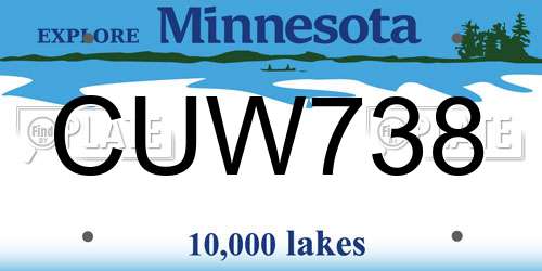 CUW738 Minnesota License Plate