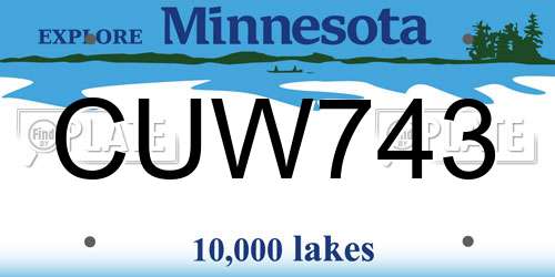 CUW743 Minnesota License Plate