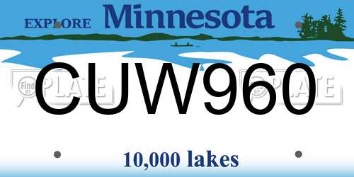CUW960 Minnesota License Plate
