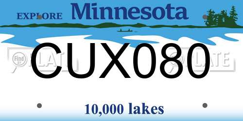 CUX080 Minnesota License Plate