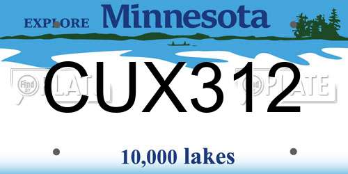 CUX312 Minnesota License Plate