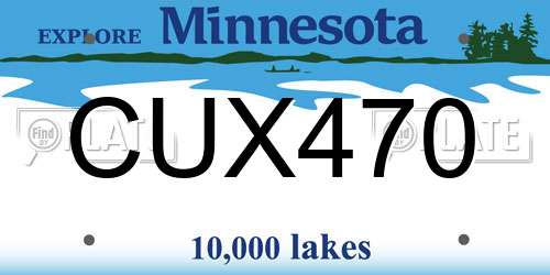 CUX470 Minnesota License Plate