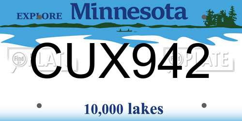 CUX942 Minnesota License Plate