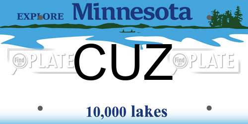 CUZ Minnesota License Plate