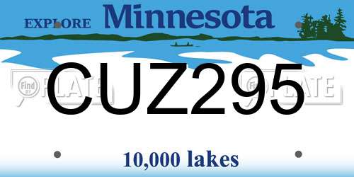 CUZ295 Minnesota License Plate