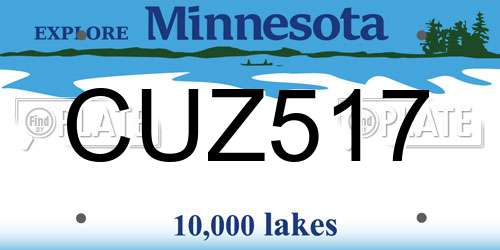 CUZ517 Minnesota License Plate