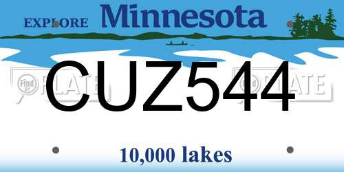 CUZ544 Minnesota License Plate