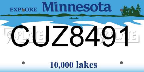 CUZ8491 Minnesota License Plate