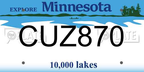 CUZ870 Minnesota License Plate